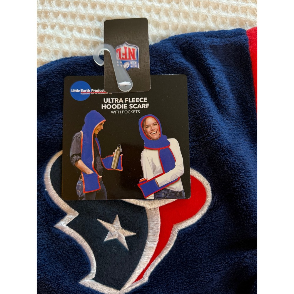 Little Earth Hoodie Scarf Unisex OS Navy Houston Texans NFL Ultra Fleece Pockets